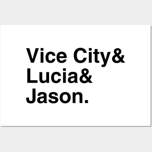 GTA VI Vice City & Lucia & Jason. (Black) Posters and Art